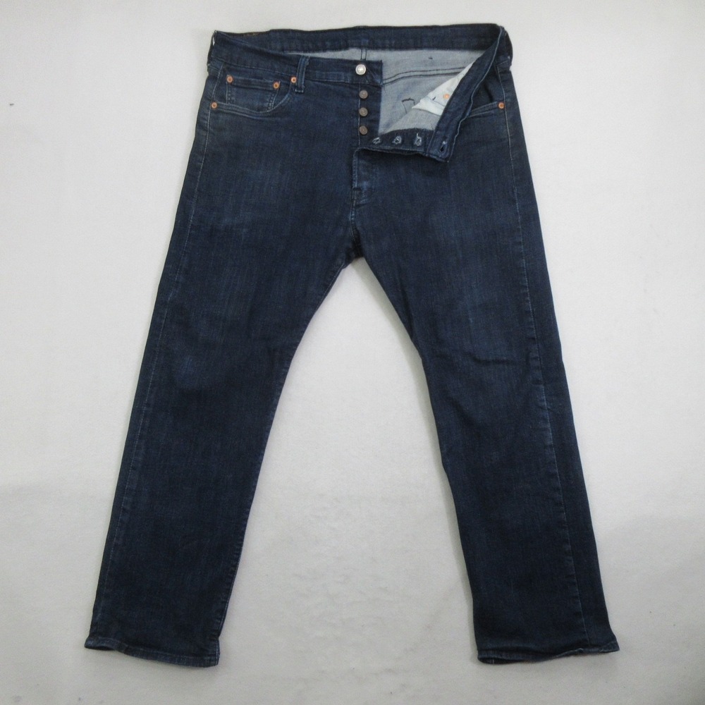 Levi's Men Jeans 40x30 501 Original Fit Dark Wash Button Fly Stretch Blue
